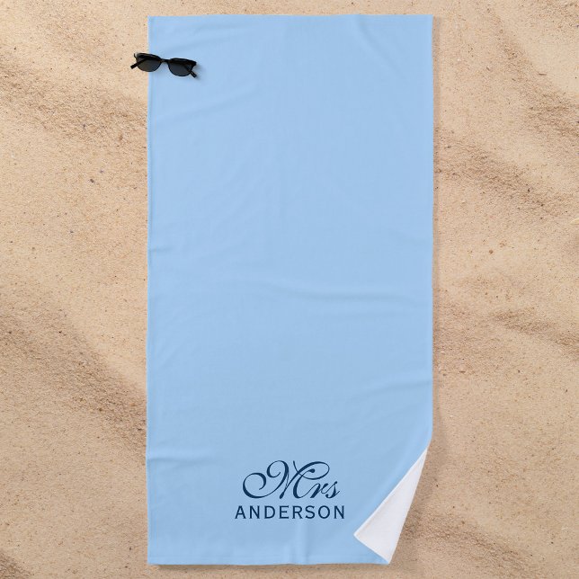 Personalized Editable Colours Elegant Script Mrs Beach Towel (Creator Uploaded)