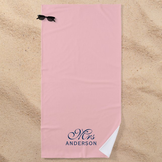 Personalized Editable Colours Elegant Script Mrs Beach Towel (Creator Uploaded)