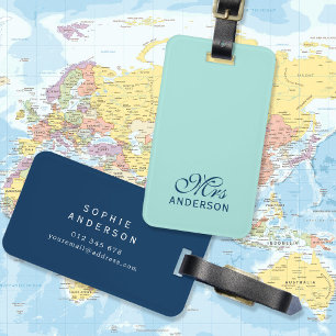 Personalized Editable Colours Elegant Script Mrs Luggage Tag