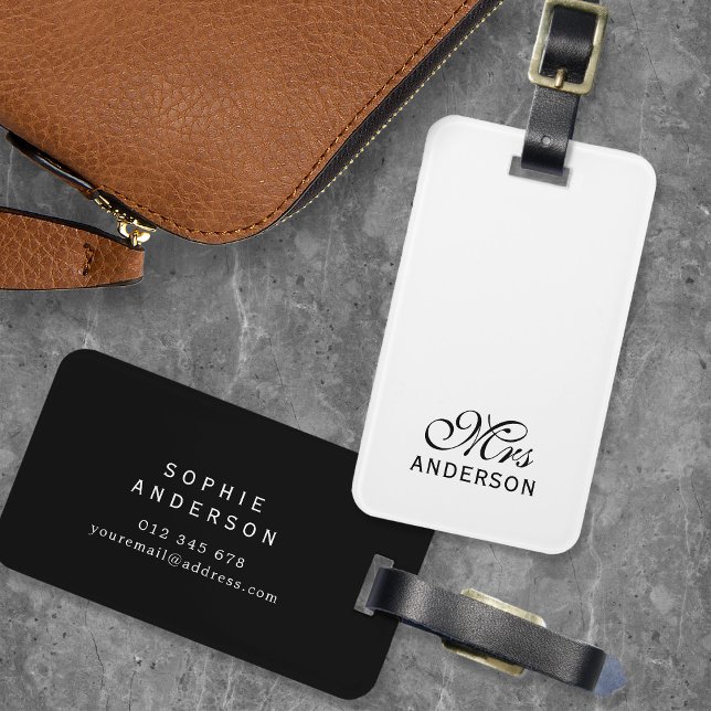 Personalized Editable Colours Elegant Script Mrs Luggage Tag (Creator Uploaded)