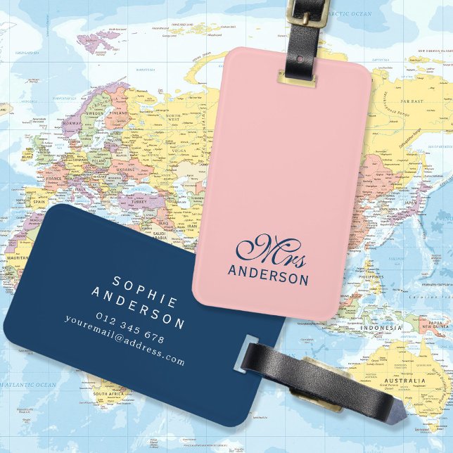 Personalized Editable Colours Elegant Script Mrs Luggage Tag (Creator Uploaded)