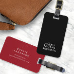Personalized Editable Colours Elegant Script Mrs Luggage Tag<br><div class="desc">Travel in style with this luggage tag featuring the word "Mrs" in elegant script on the front. Click customize to change background colour of both sides. Personalize it by replacing the placeholder text. For more options such as to change the font and it's size/colour or the spacing between letters click...</div>