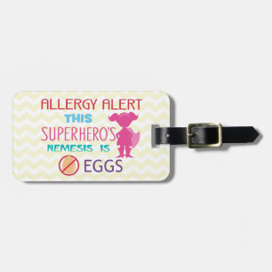 Personalized Egg Allergy Superhero Alert Luggage Tag