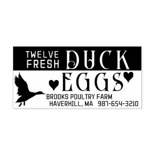 PERSONALIZED EGG CARTON Fresh Duck Eggs & Hearts Rubber Stamp