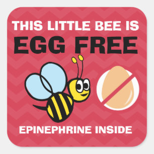 Personalized Egg Free Bumblebee Egg Allergy Alert Square Sticker