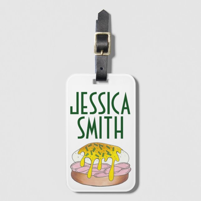 Personalized Eggs Benedict Breakfast Food Diner Luggage Tag (Front Vertical)