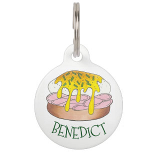 Personalized Eggs Benedict Breakfast Food Diner Pet Tag