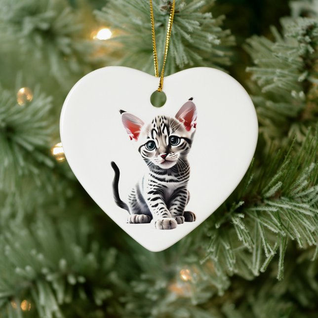 Personalized Egyptian Mau Kitten Ceramic Ornament (Tree)