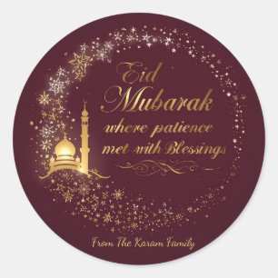 Personalized Eid Mubarak Classic Round Sticker