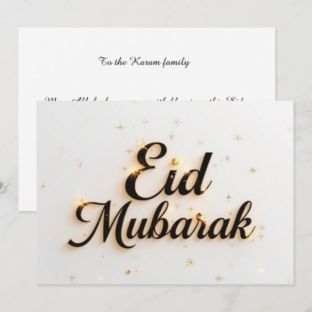 Personalized Eid Mubarak Elegant Greeting card (Front/Back)