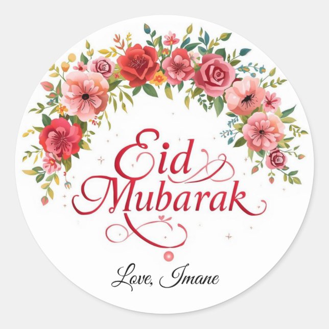 Personalized Eid Mubarak Muslim Classic Round  Classic Round Sticker (Front)