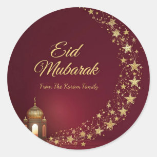 Personalized Eid Mubarak Muslim Classic Round Sticker