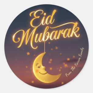 Personalized Eid Mubarak Muslim modern  Classic Round Sticker