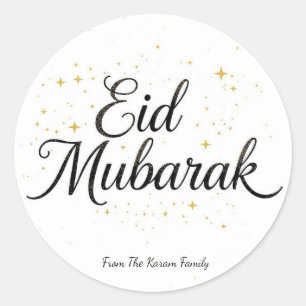 Personalized Eid Mubarak Muslim modern Classic  Round Sticker