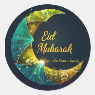 Personalized Eid Mubarak Muslim modern  Classic Round Sticker