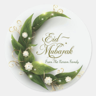 Personalized Eid Mubarak Muslim modern Classic  Round Sticker