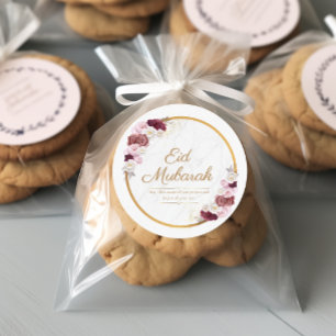 Personalized Eid Mubarak Pink Flower Sticker