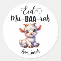 Personalized Eid Mubarak Round Goat Stickers