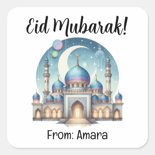 Personalized Eid Mubarak Square Stickers (Front)