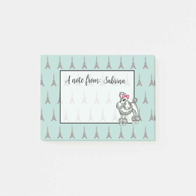 Personalized Eiffel Tower French Poodle Notepad (Front)