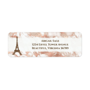 Personalized Eiffel Tower White, Rose Gold Marble