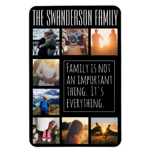 Personalized Eight Frame Collage Black Magnet