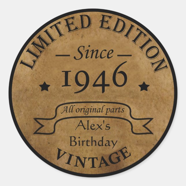 Personalized eighty five vintage 85th birthday classic round sticker (Front)