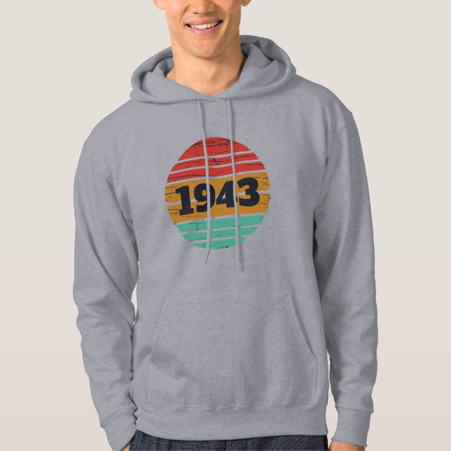 Personalized eighty vintage 80th birthday hoodie (Front)