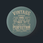 Personalized eighty vintage 80th birthday party 2 inch round button<br><div class="desc">Make your birthday special with this unique design. Add a touch of sophisticated elegance to your birthday celebration with our exquisite, one-of-a-kind designs. These graphics bring sophistication and originality to any product, creating a memorable and stylish gift. They are perfect for those who appreciate a touch of timeless glamour on...</div>