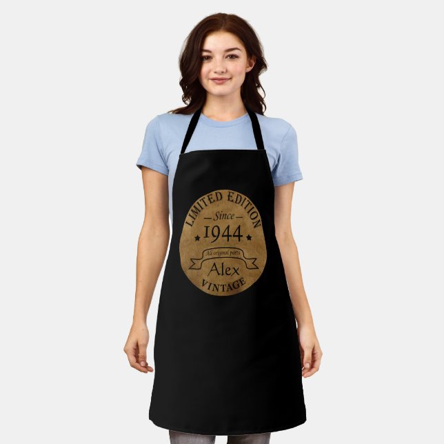 Personalized eighty vintage 80th birthday party apron (Worn)