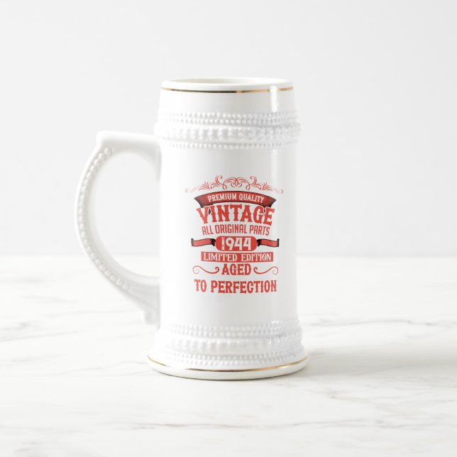 Personalized eighty vintage 80th birthday party beer stein (Left)