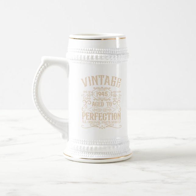 Personalized eighty vintage 80th birthday party beer stein (Left)