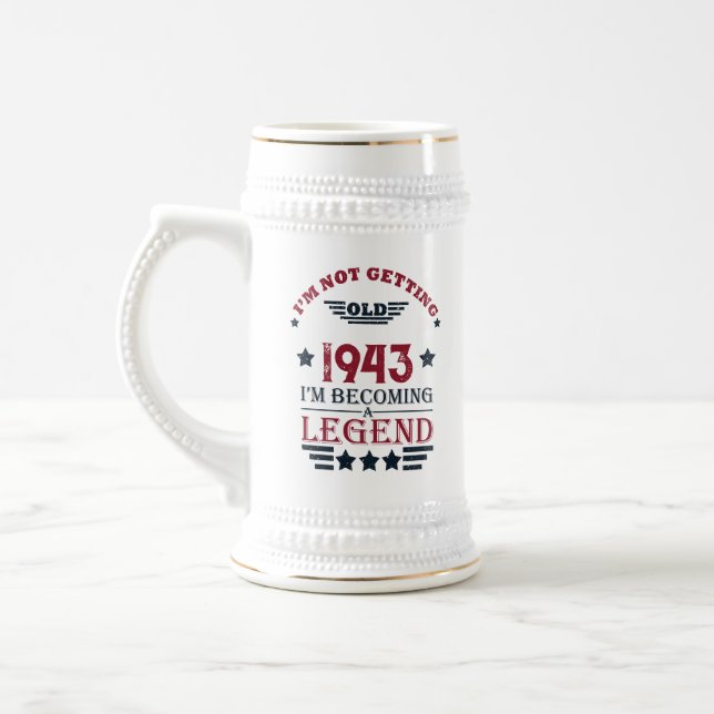 Personalized eighty vintage 80th birthday party beer stein (Left)