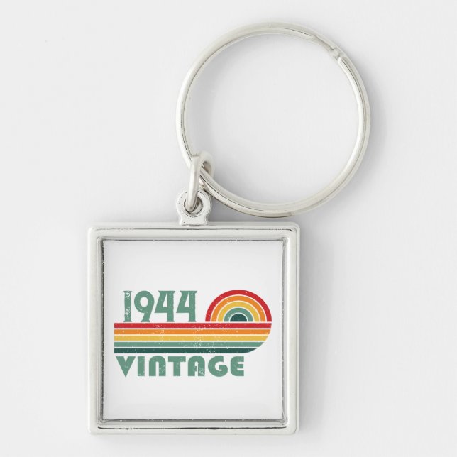 Personalized eighty vintage 80th birthday party keychain (Front)