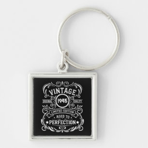 Personalized eighty vintage 80th birthday party keychain
