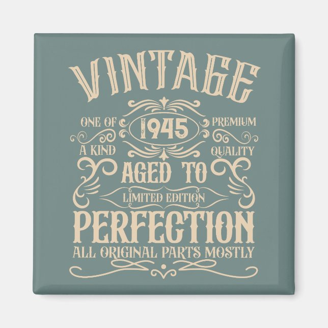 Personalized eighty vintage 80th birthday party magnet (Front)