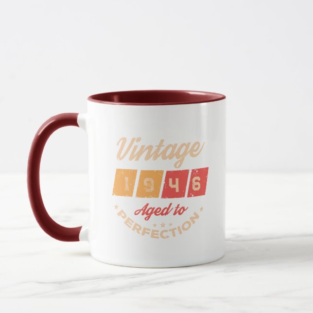 Personalized eighty vintage 80th birthday party mug (Left)