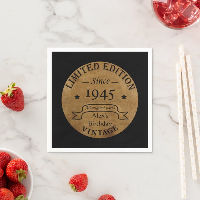 Personalized eighty vintage 80th birthday party napkin (Insitu)