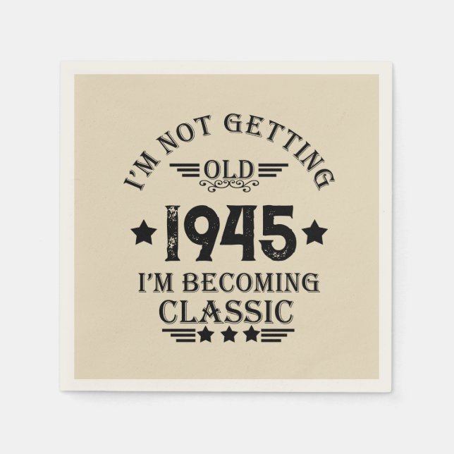 Personalized eighty vintage 80th birthday party napkin (Front)