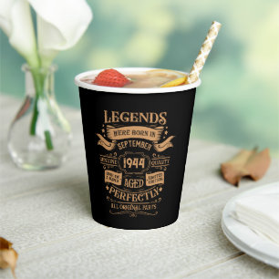 Personalized eighty vintage 80th birthday party paper cups