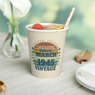 Personalized eighty vintage 80th birthday party paper cups