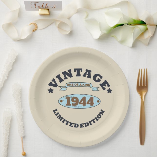 Personalized eighty vintage 80th birthday party paper plate (Wedding)