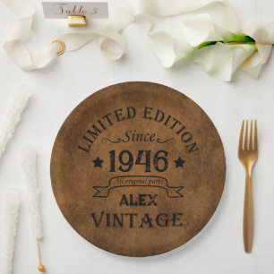 Personalized eighty vintage 80th birthday party paper plate
