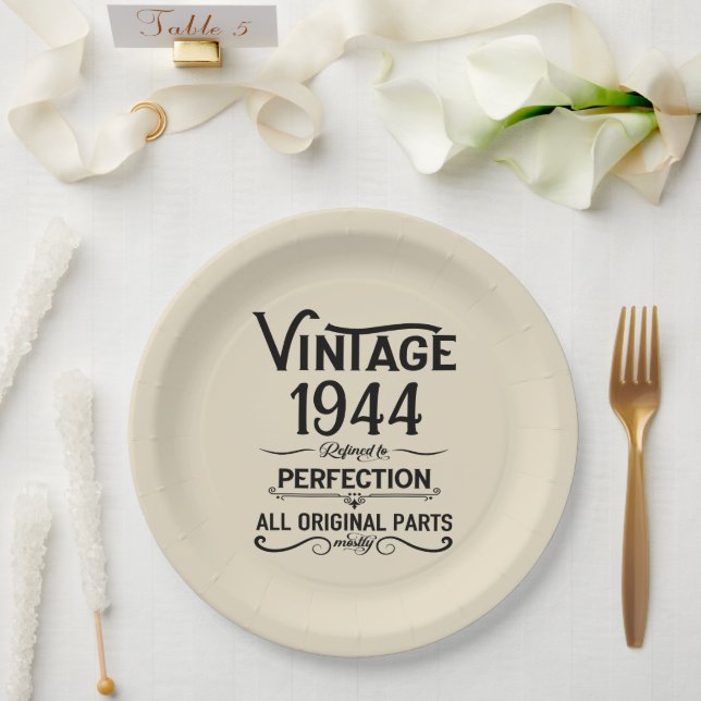 Personalized eighty vintage 80th birthday party paper plate (Wedding)