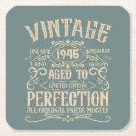 Personalized eighty vintage 80th birthday party square paper coaster<br><div class="desc">Make your birthday special with this unique design. Add a touch of sophisticated elegance to your birthday celebration with our exquisite, one-of-a-kind designs. These graphics bring sophistication and originality to any product, creating a memorable and stylish gift. They are perfect for those who appreciate a touch of timeless glamour on...</div>