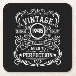 Personalized eighty vintage 80th birthday party square paper coaster<br><div class="desc">Make your birthday special with this unique design. Add a touch of sophisticated elegance to your birthday celebration with our exquisite, one-of-a-kind designs. These graphics bring sophistication and originality to any product, creating a memorable and stylish gift. They are perfect for those who appreciate a touch of timeless glamour on...</div>