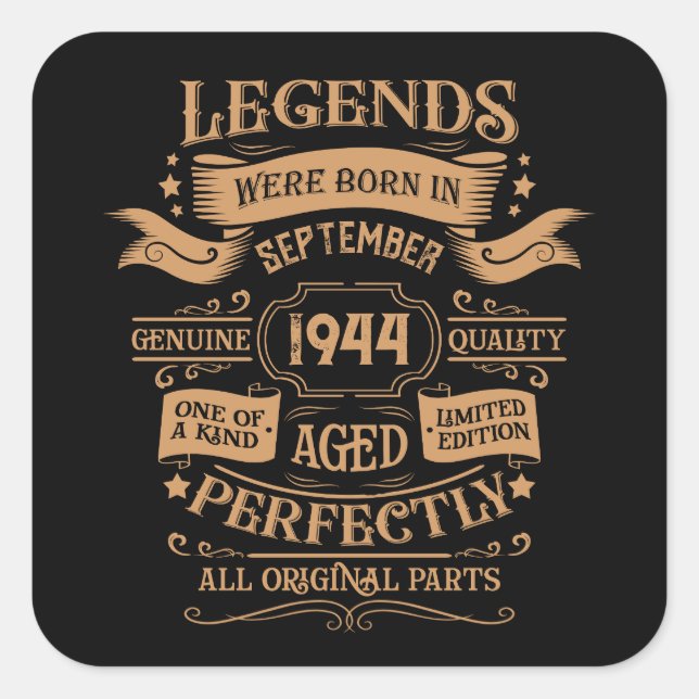 Personalized eighty vintage 80th birthday party square sticker (Front)