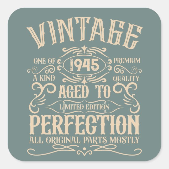 Personalized eighty vintage 80th birthday party square sticker (Front)