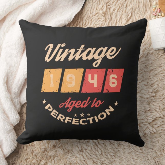 Personalized eighty vintage 80th birthday party throw pillow (Blanket)