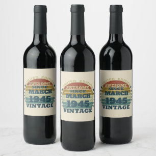 Personalized eighty vintage 80th birthday party wine label